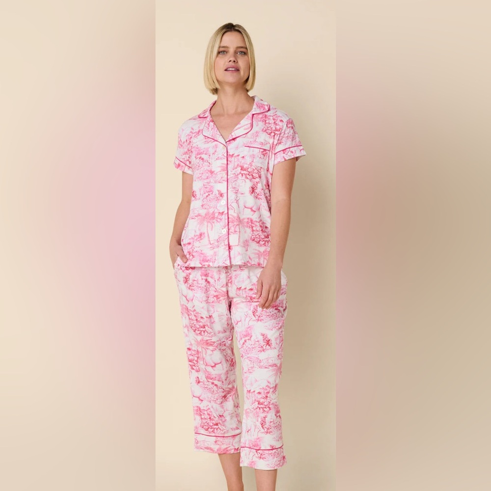Palm Grove Toile Pima Knit Capri Set by The Cat’s Pajamas